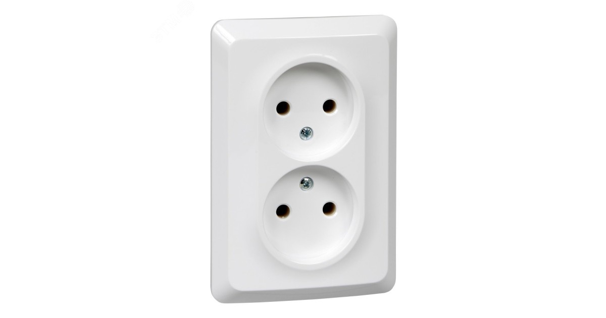 Купить ЭТЮД С/У двойная РОЗЕТКА без заземления без шторок 16А 250B, БЕЛЫЙ, Россия C2 PC16-105B Systeme Electric оптом в Москве
