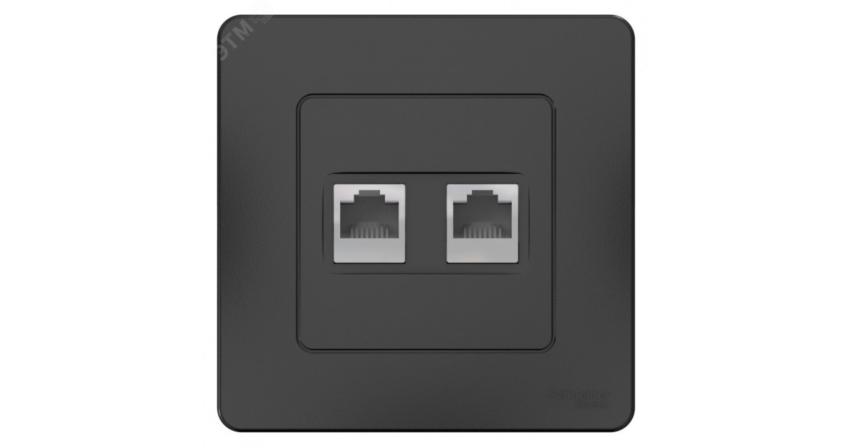 Купить BLANCA скрытой установки розетка двойная компьютерная+телефон, антрацит BLNIS045116 Systeme Electric оптом в Москве