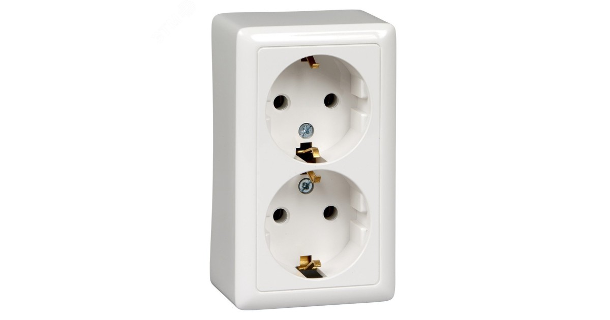 Купить Розетка 2-м ОП Хит 16А 250В с заземл. без защ. шторок бел. SE RA16-238-B Systeme Electric оптом в Москве