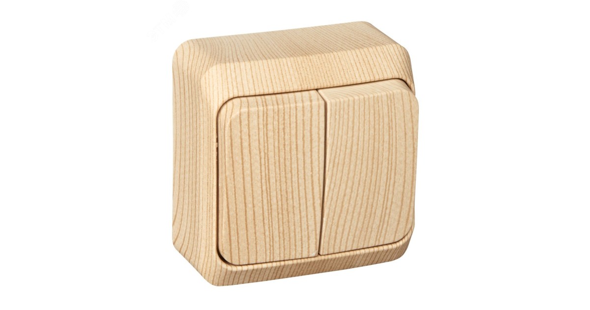 Купить Выключатель 2-кл. ОП Этюд Дача 10А IP20 сосна SE BA10-002D Systeme Electric оптом в Москве