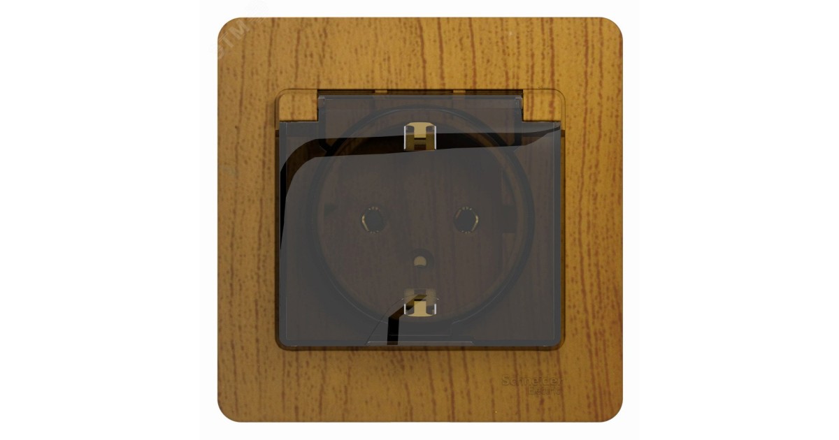 Купить Розетка 1-м СП Glossa 16А IP20 с заземл. защ. шторки с крышкой в сборе дерево дуб SE GSL000546 Systeme Electric оптом в Москве