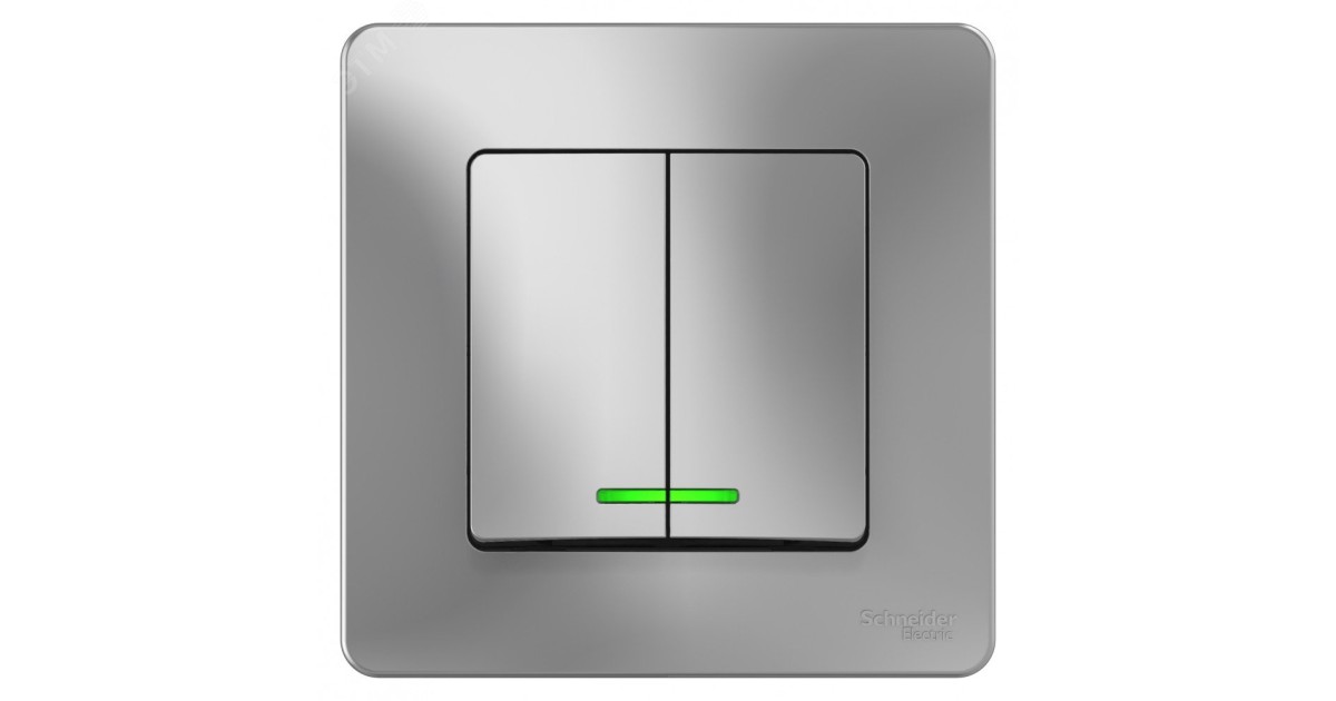 Купить Выключатель 2-кл. СП Blanca 10А IP20 (сх. 5) 250В с подсветкой алюм. SE BLNVS010513 Systeme Electric оптом в Москве