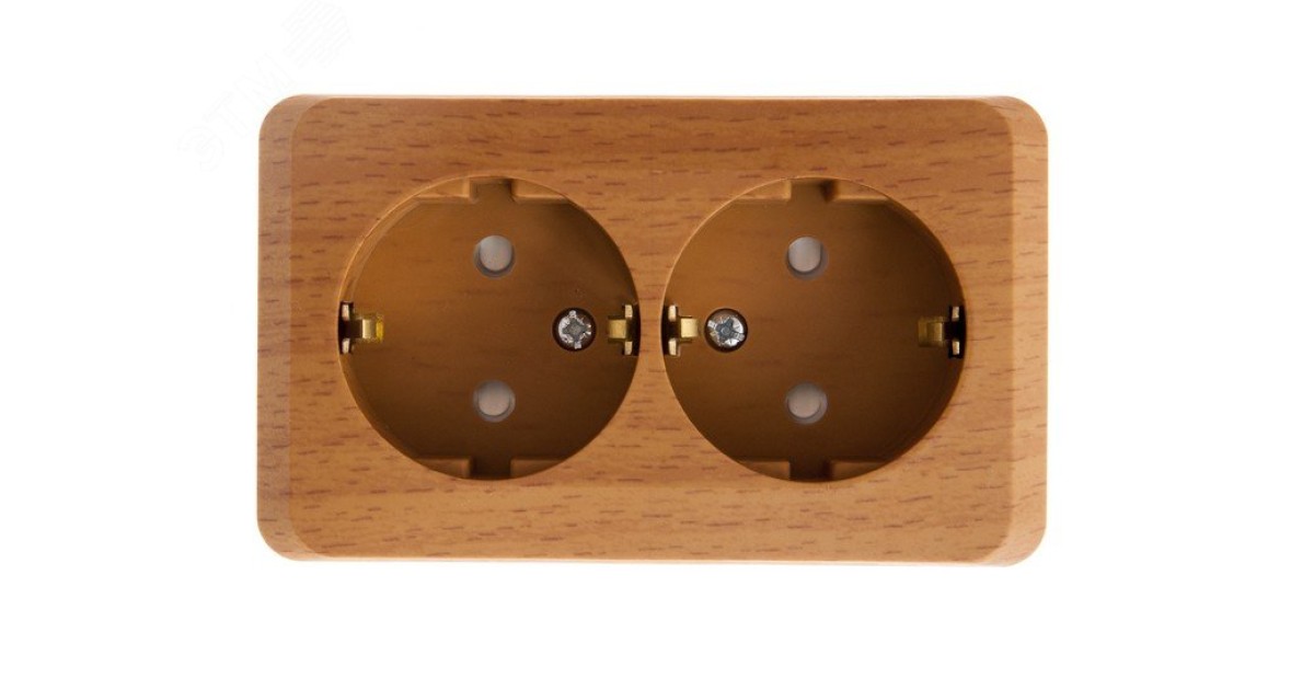 Купить Розетка 2-м ОП Этюд Дача 16А IP20 250В с заземл. защ. шторки бук SE PA16-008T Systeme Electric оптом в Москве