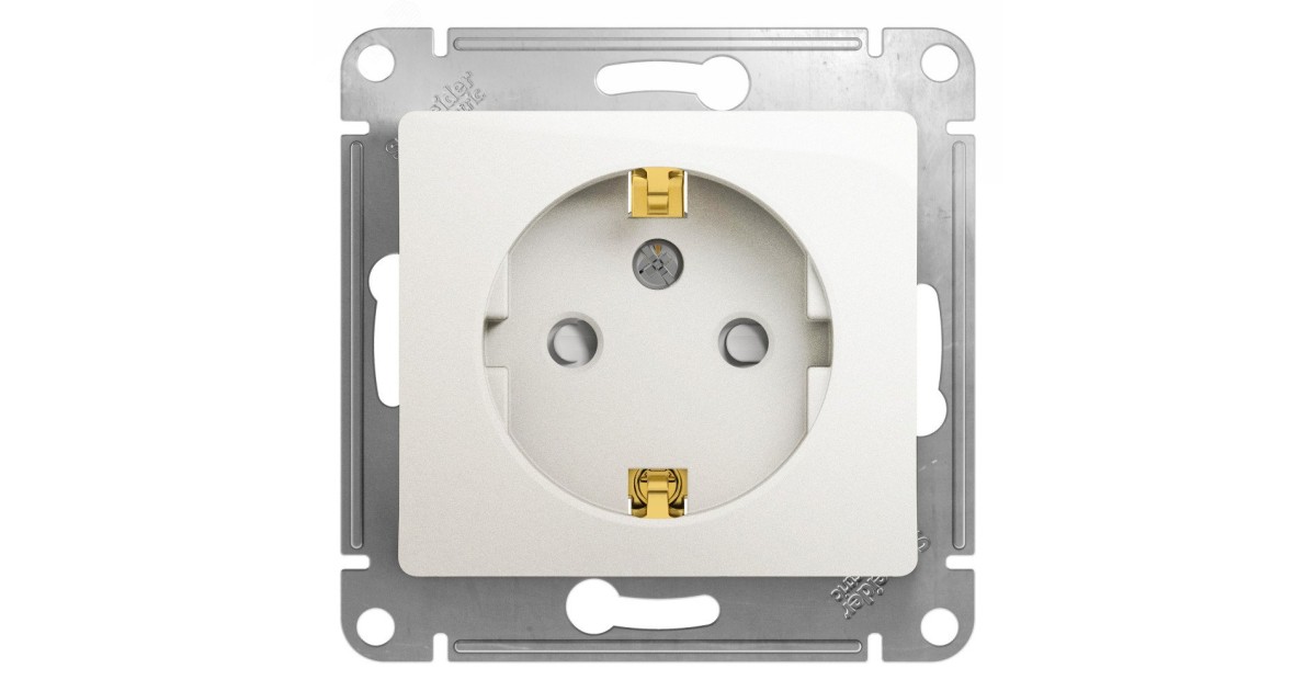 Купить Розетка 1-м СП Glossa 16А IP20 с заземл. защ. шторки механизм перламутр. SE GSL000645 Systeme Electric оптом в Москве