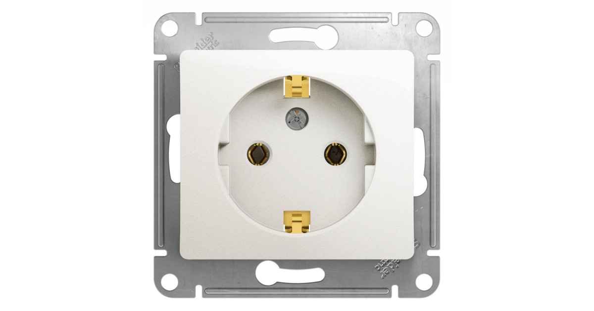 Купить Розетка 1-м СП Glossa 16А IP20 с заземл. механизм перламутр. SE GSL000643 Systeme Electric оптом в Москве