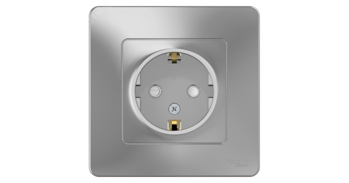 Купить Розетка 1-м СП Blanca 16А IP20 250В с заземл. защ. шторки алюм. SE BLNRS001113 Systeme Electric оптом в Москве