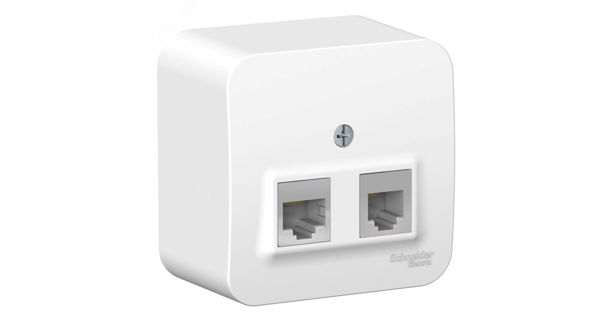 Купить Розетка BLANCA наружная двойная компьютерная RJ45+телефонная RJ11, кат.5e, с изолирующей пластиной, белый BLNIA045111 Systeme Electric оптом в Москве