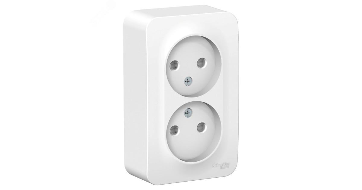 Купить Розетка 2-м ОП Blanca 16А IP20 250В без заземл. защ. шторки с изолир. пластиной бел. SE BLNRA001211 Systeme Electric оптом в Москве