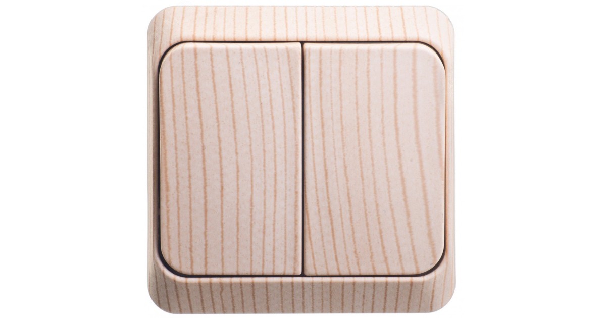 Купить Выключатель 2-кл. ОП Этюд Дача 10А IP20 с подсветкой сосна SE BA10-006D Systeme Electric оптом в Москве