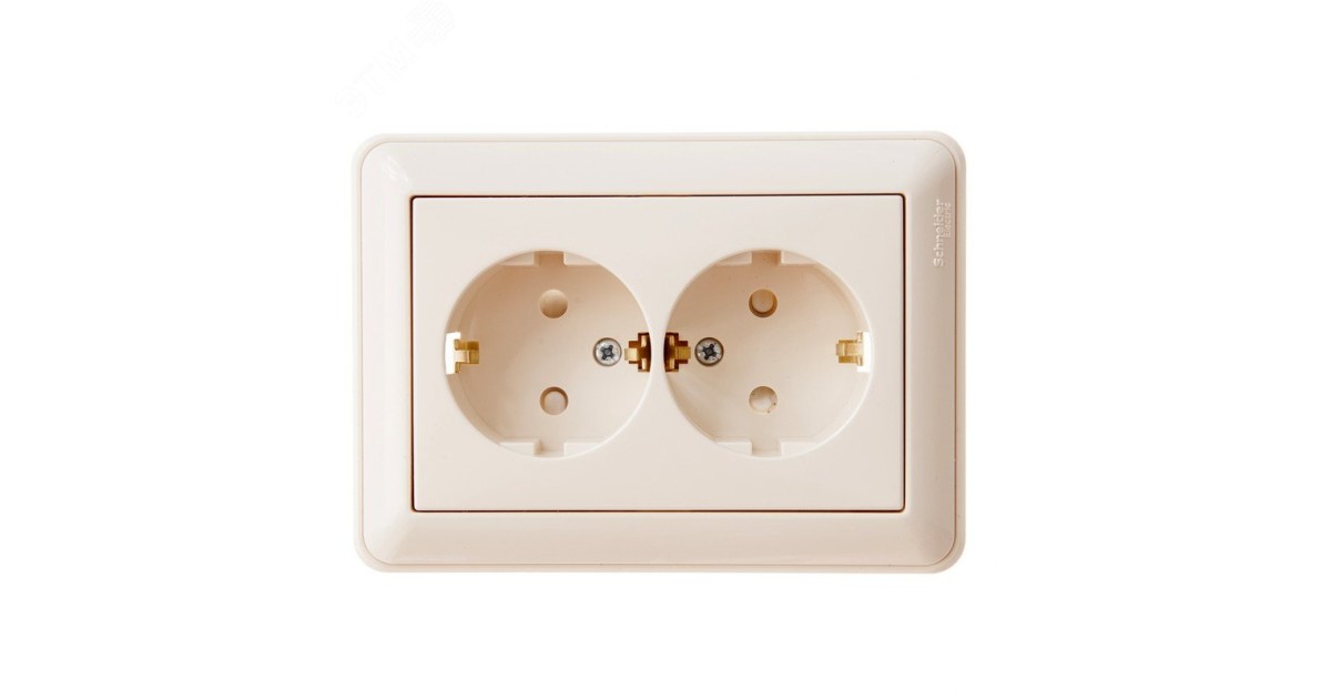 Купить Розетка 2-м СП W59 16А IP20 с заземл. защ. шторки в сборе сл. кость SE RS16-255-28 Systeme Electric оптом в Москве