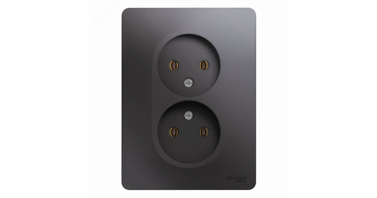 Купить Розетка 2-м СП Glossa 16А IP20 250В без заземл. в сборе графит SE GSL001320 Systeme Electric оптом в Москве