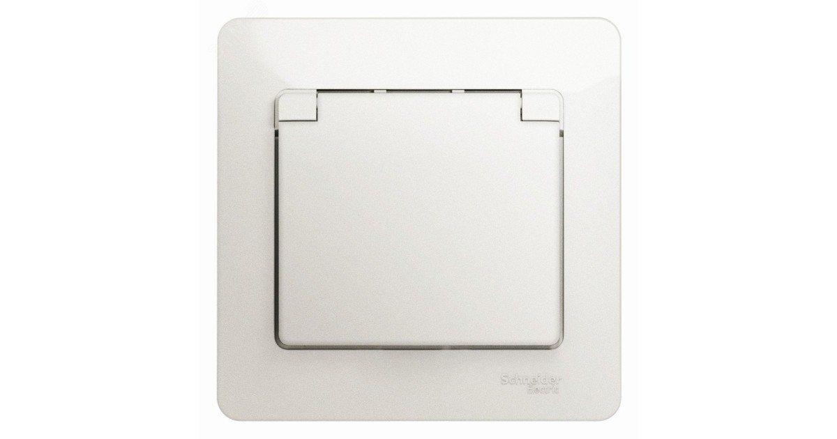 Купить Розетка 1-м СП Glossa 16А IP20 с заземл. защ. шторки с крышкой в сборе перламутр. SE GSL000646 Systeme Electric оптом в Москве