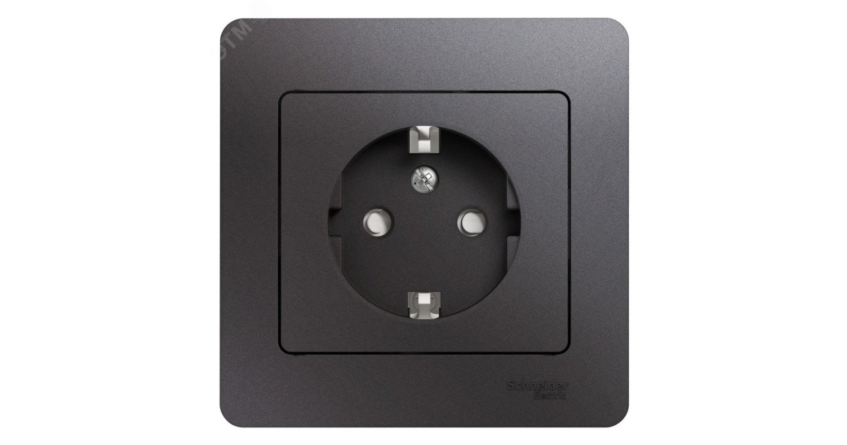 Купить Розетка 1-м СП Glossa 16А IP20 250В с заземл. защ. шторки в сборе графит SE GSL001344 Systeme Electric оптом в Москве