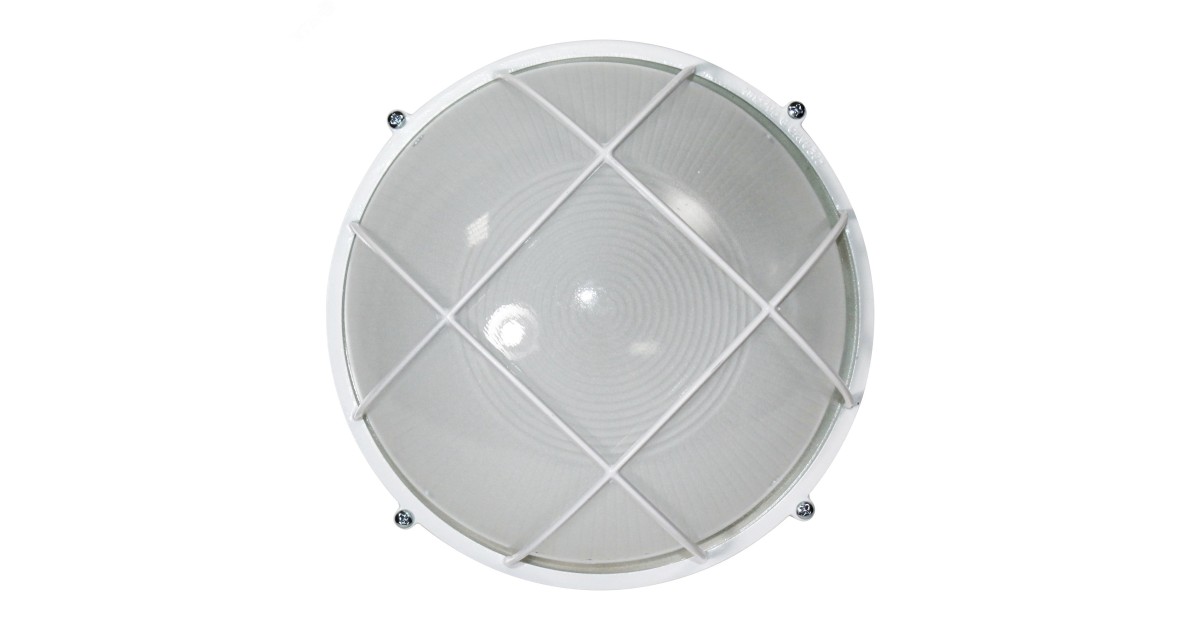 Купить Светильник "Банник" 1102 НПП 03-100-010 1х100Вт E27 IP65 круг большой корпус с решеткой бел. 1005500931 Элетех оптом в Москве