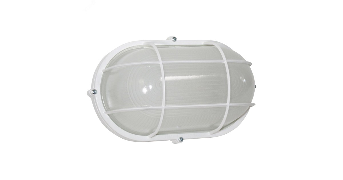 Купить Светильник "Банник" 1202 НПП 03-100-018 1х100Вт E27 IP65 овал большой корпус с решеткой бел. 1005500933 Элетех оптом в Москве