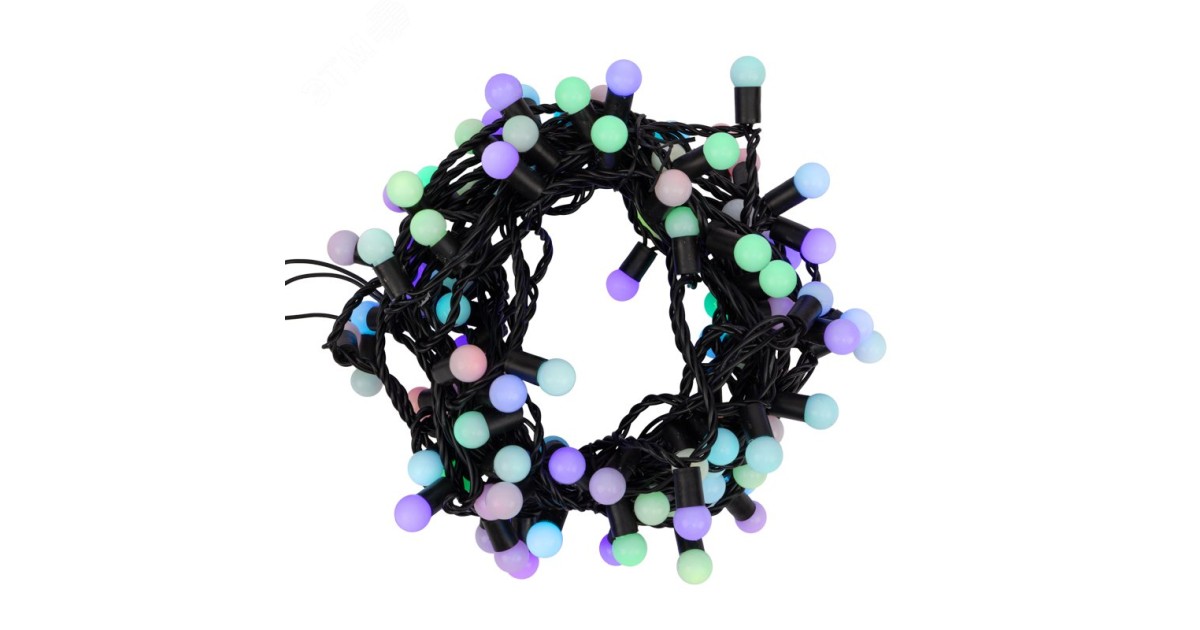 Купить Гирлянда светодиодная "Мультишарики" 10м d17.5мм 100LED RGB 16Вт 220-240В IP65 провод ПВХ черн. (нужен шнур питания 303-500) 303-509-2 NEON-NIGHT оптом в Москве