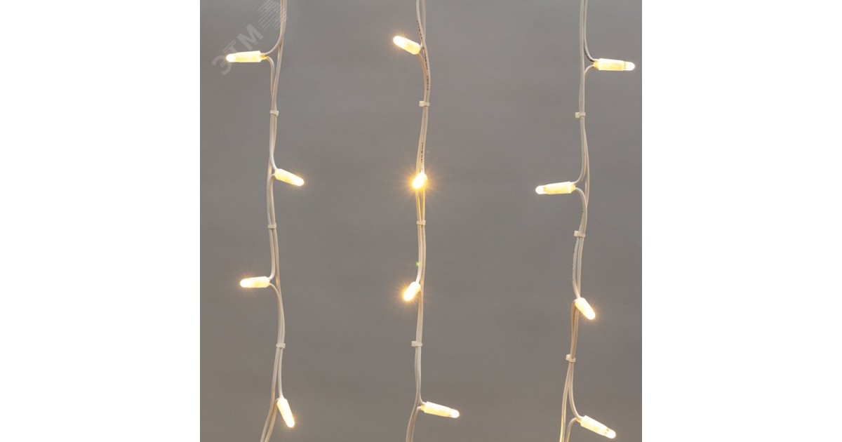 Купить Гирлянда Айсикл (бахрома) светодиодный, 4,0 х 0,6 м, белый провод КАУЧУК, 230 В, диоды ТЕПЛЫЙ БЕЛЫЙ, 128 LED 255-206 NEON-NIGHT оптом в Москве