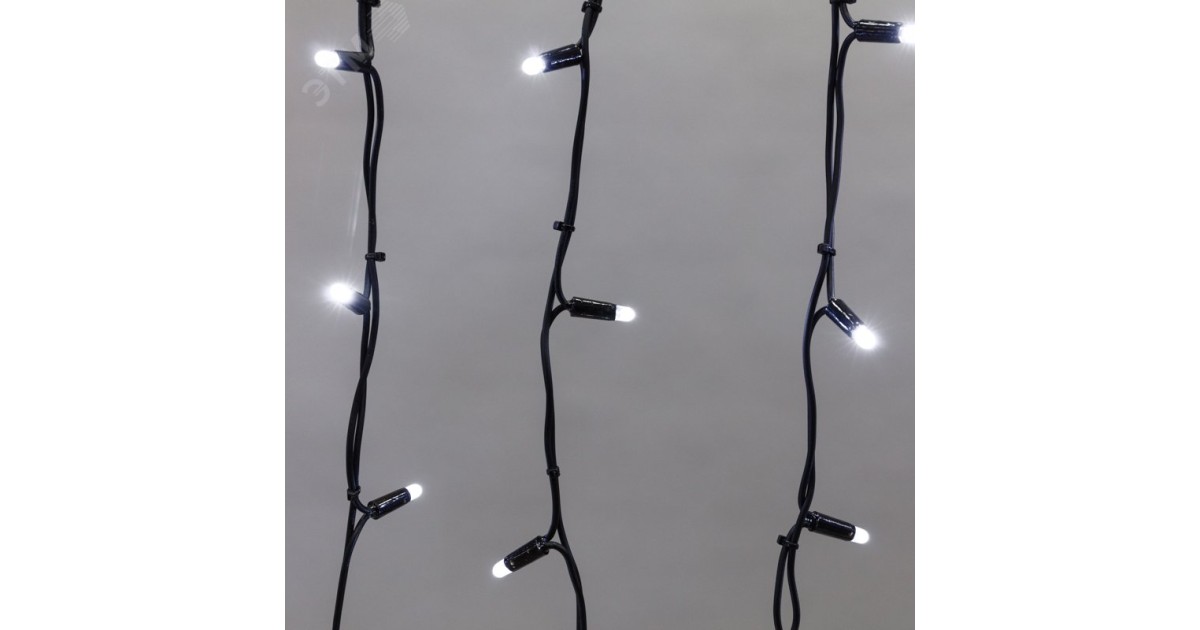 Купить Гирлянда светодиодная "Айсикл" (бахрома) 4х0.6м 128LED бел. 10Вт 230В IP67 провод каучук черн. 255-225 NEON-NIGHT оптом в Москве