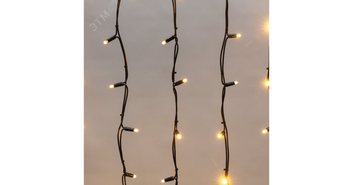 Купить Гирлянда светодиодная "Айсикл" (бахрома) 4х0.6м 128LED тепл. бел. 10Вт 230В IP67 провод каучук черн. (нужен шнур питания 315-000) 255-226 NEON-NIGHT оптом в Москве