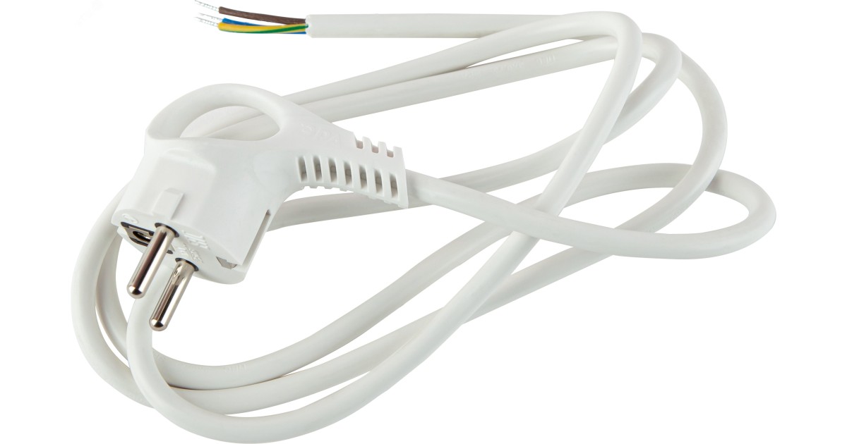 Купить Шнур сетевой с вилкой UX-3x0,75-2m-W с заземлением 2м ПВС 3x0,75мм2 белый Б0048690 Эра оптом в Москве