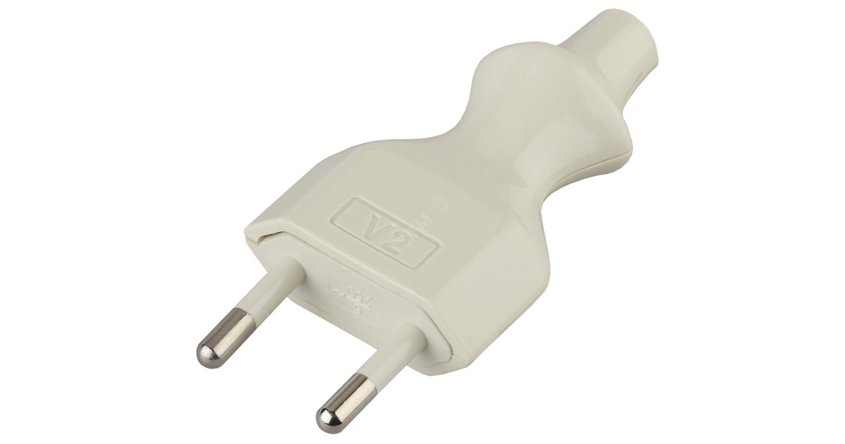 Купить Вилка V2 без заземления 6A прямой ввод белая Б0019184 Эра оптом в Москве