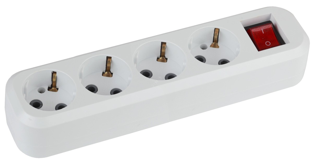 Купить Колодка удлинителя 4-м с заземл. KX-4es с выкл. Б0028344 Эра оптом в Москве