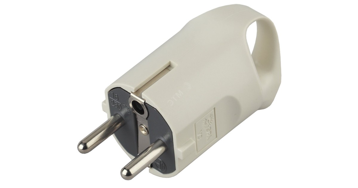 Купить Вилка V3 16А с заземл. с кольцом непрямой ввод (10/200/6000) бел. ЭРА Б0019186 Эра оптом в Москве