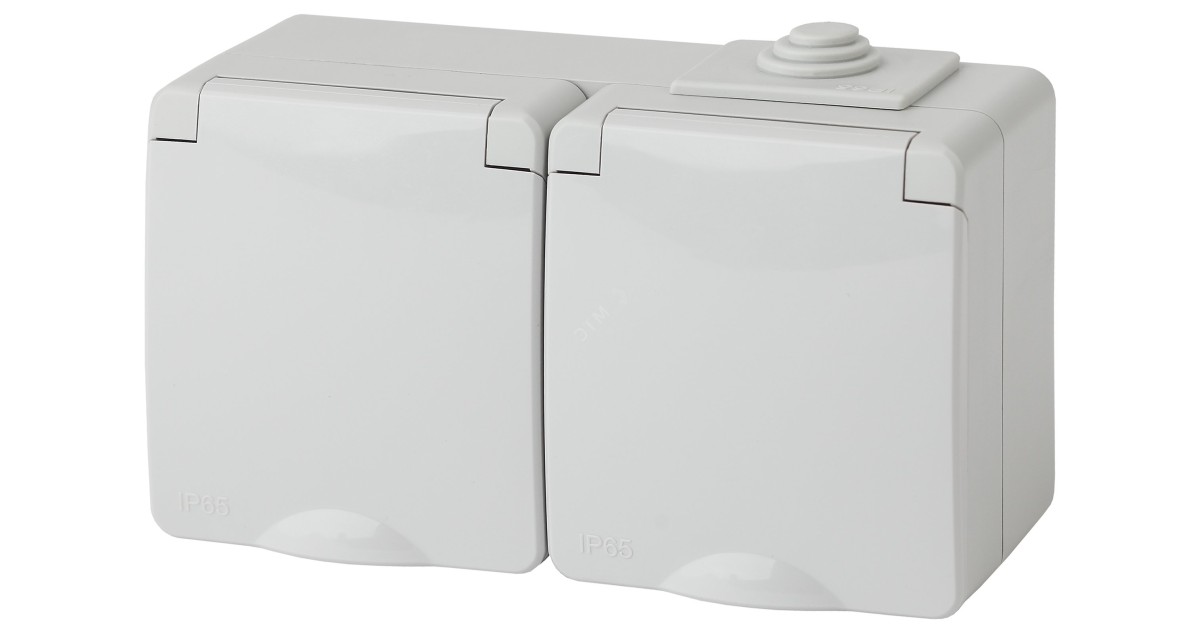 Купить Розетка 2-м ОП Эксперт 11-2604-03 16А IP65 горизонт. 250В 2х2P+E защ. шторки сер. Б0035992 Эра оптом в Москве