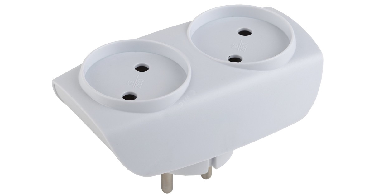 Купить Разветвитель 2-м без заземл. 16А IP20 SP-2-W бел. C0045520 Эра оптом в Москве