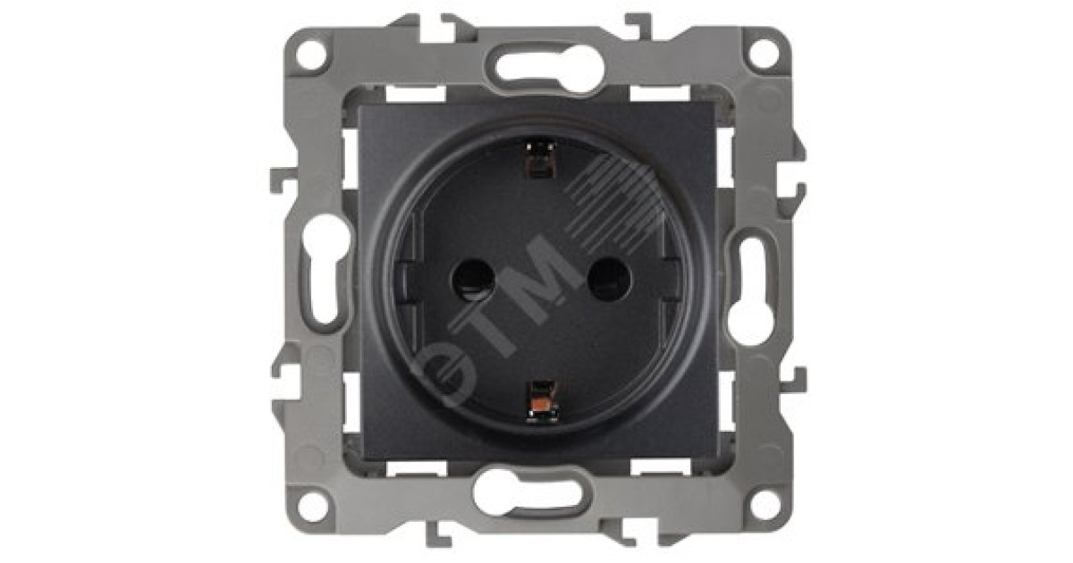 Купить 12-2001-05 Розетка 2P+E Schuko, 16A-250В, IP20, без м.лапок, 2, антрацит (10/100/3200) Б0014685 Эра оптом в Москве