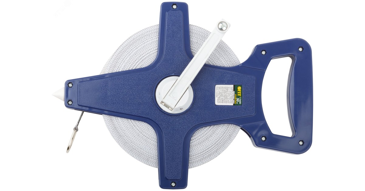 Купить Рулетка землемерная, синий открытый корпус, фибергласовая лента 50 м 17650 FIT оптом в Москве