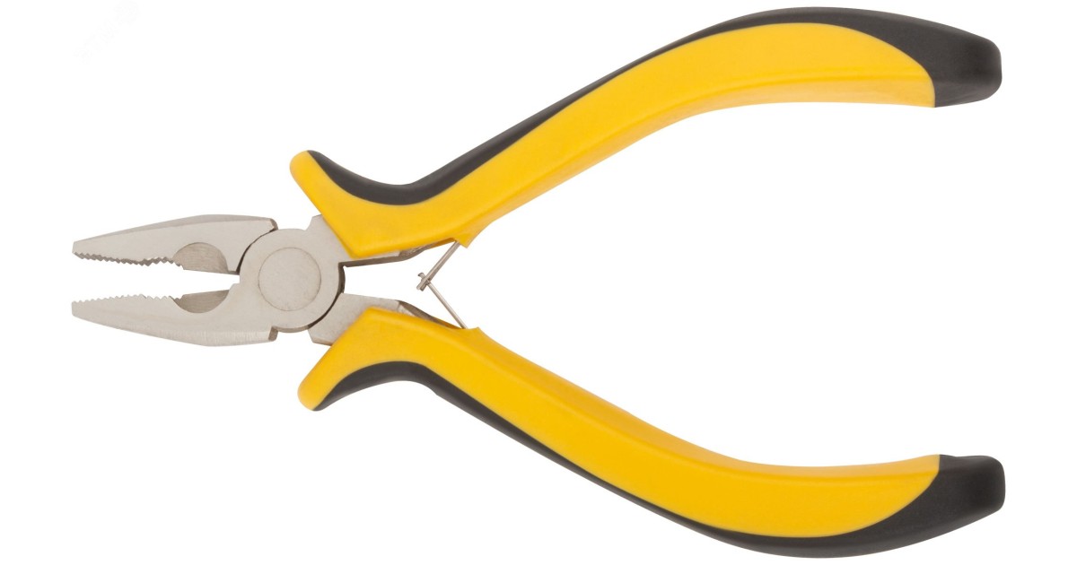 Купить Плоскогубцы комбинированные ""мини"" Профи, никелированное покрытие, черн.-желт.мягк. ручки 125 мм 51632 FIT оптом в Москве