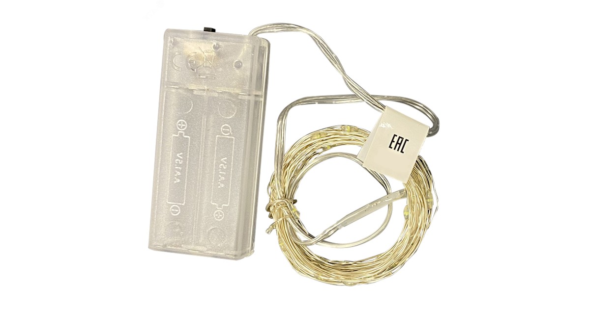 Купить Гирлянда светодиодная на батарейках 2AA (не в/к) Роса 5м 50 светодиодов Провод медный UL-00007184 Uniel оптом в Москве