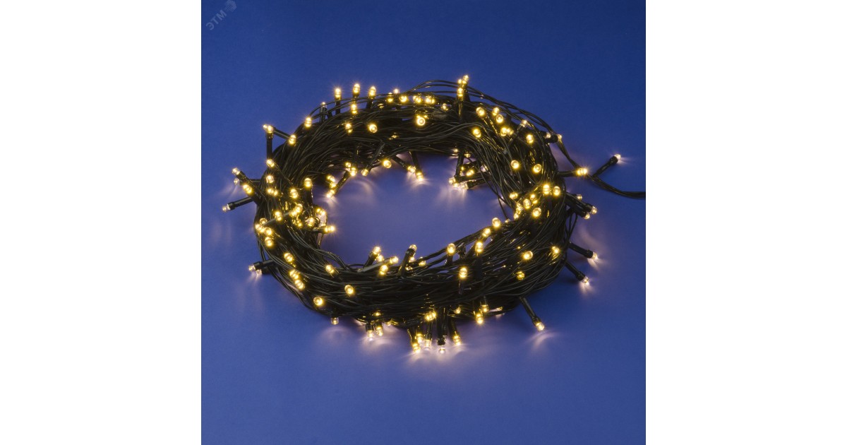 Купить Гирлянда светодиодная, 30м 300 светодиодов ULD-S3000-300/DGA WARM WHITE IP20 Теплый белый свет Провод зеленый UL-00007312 Uniel оптом в Москве