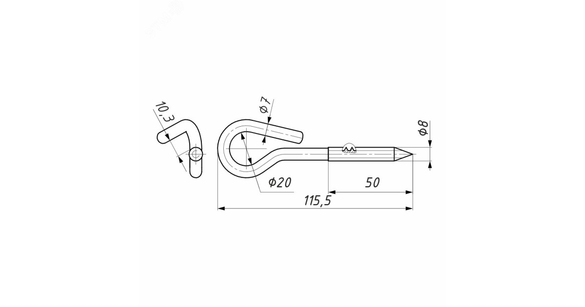 Купить Крюк с резьбой BT 8 (2.3кН) (SOT 16.10) 20801311 ВК оптом в Москве