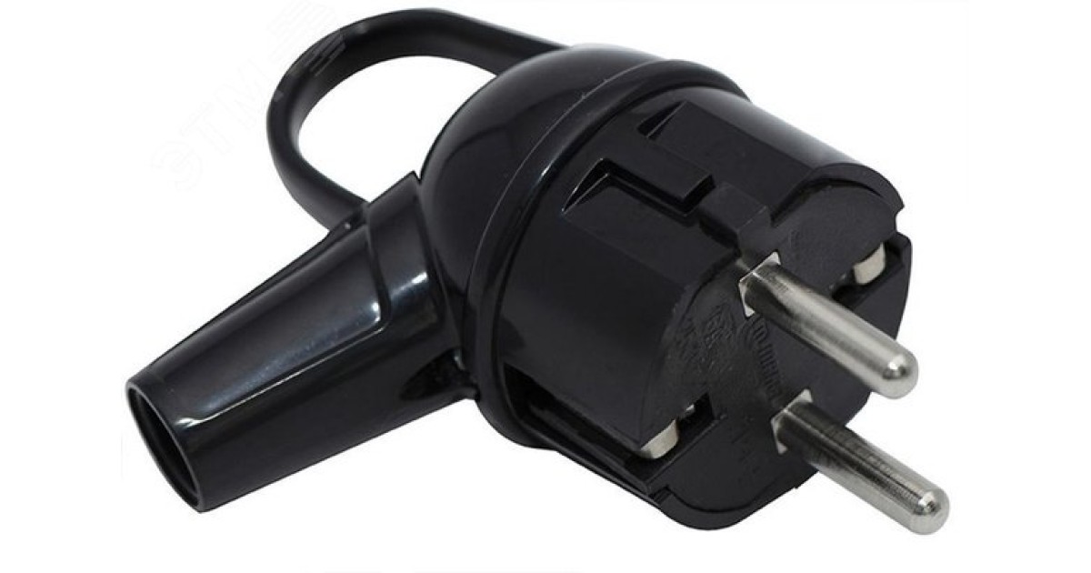 Купить Вилка электрическая с заземл. 16А 220В черн. с кольцом 10038 Makel оптом в Москве