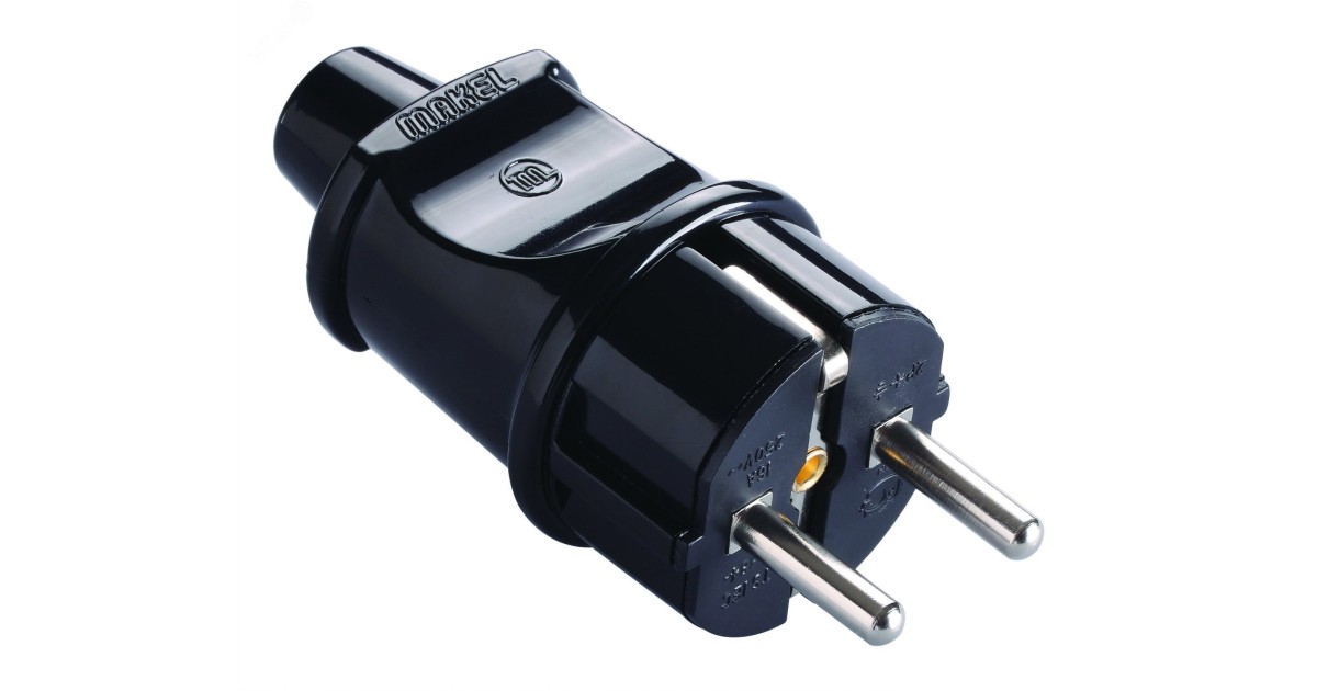 Купить Вилка электрическая с заземл. черн. 10052 Makel оптом в Москве