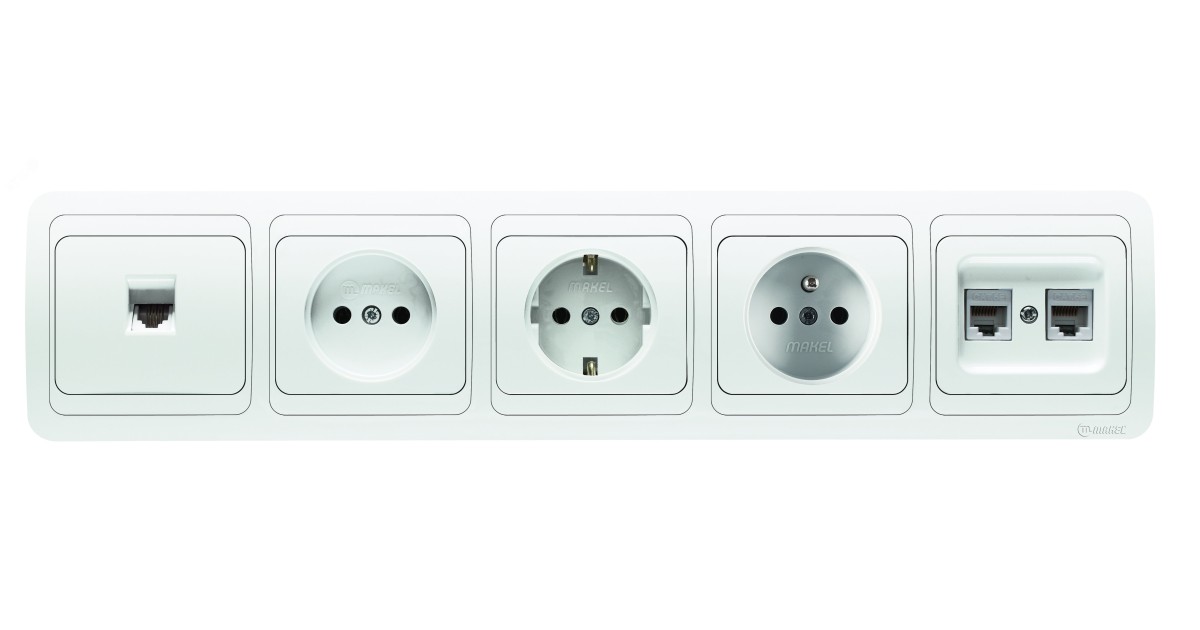 Купить Розетка 1-м СП Mimoza 16А IP20 без заземл. бел./бел. 12022 Makel оптом в Москве