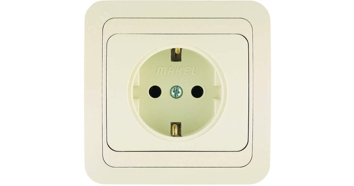 Купить Розетка 1-м СП Mimoza 16А IP20 с заземл.керамика крем./крем. 25008 Makel оптом в Москве