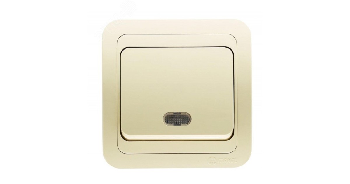 Купить Выключатель 1-кл. СП Mimoza 10А IP20 с подсветкой крем./крем. 25021 Makel оптом в Москве