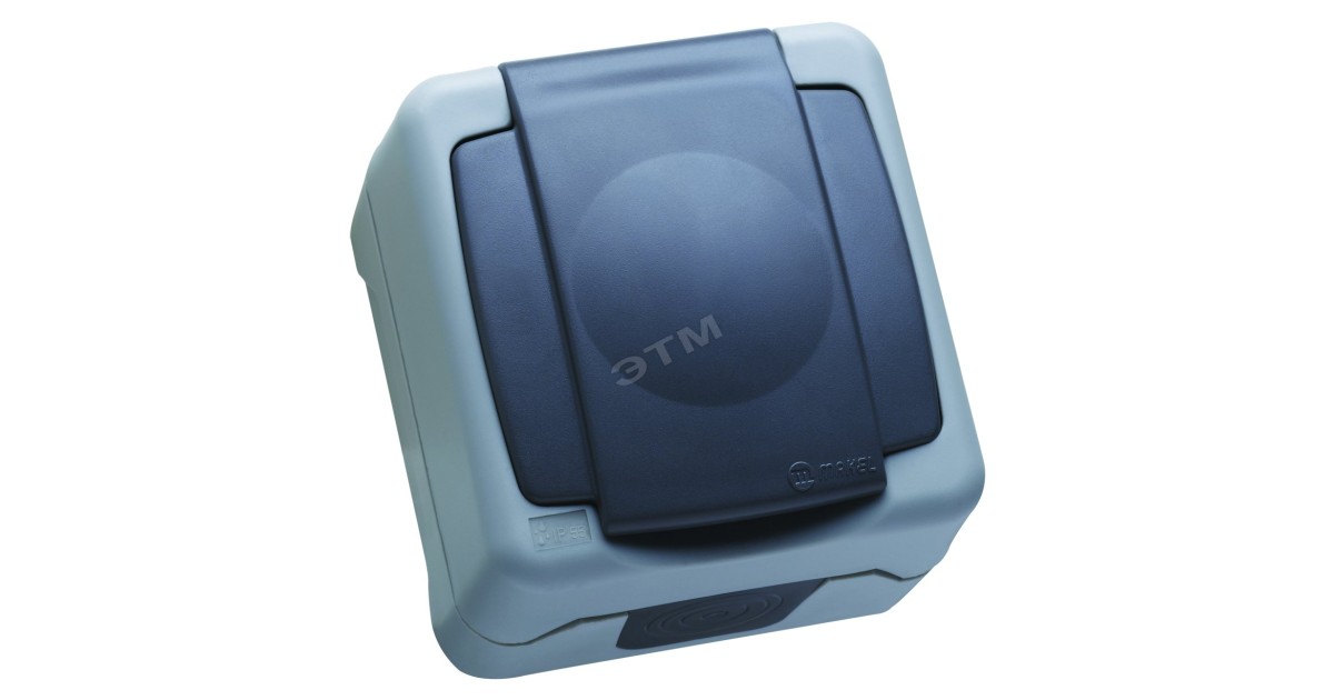 Купить Розетка 1-м ОП 16А IP55 с заземл. с крышкой сер. 36064099 Makel оптом в Москве