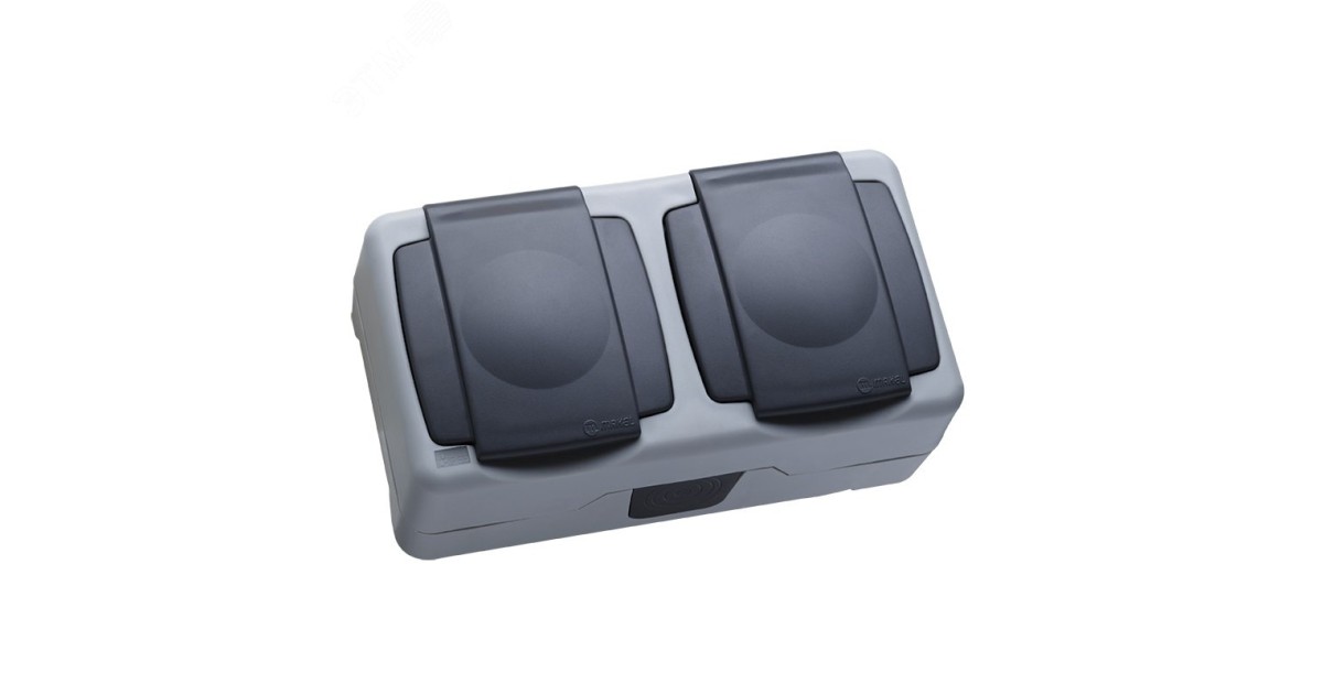 Купить Розетка 2-м ОП 16А IP55 сер. 36064206 Makel оптом в Москве