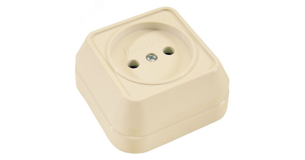 Купить Розетка 1-м ОП 16А IP20 квадрат. без заземл. крем. 45202 Makel оптом в Москве