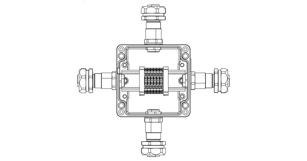 Купить Взрывозащищенная клеммная коробка из алюминия TBE-A-12-(6xCBC.2)-1xKAEPM2MHK-20(A)-1xKAEPM2MHK-20(B)-1xKAEPM2MHK-20(C)-1xKAEPM2MHK-20(D)1Ex e IIC Т5 Gb / Ex tb IIIC T95-C Db IP66 1201.121.22.11A DKC оптом в Москве