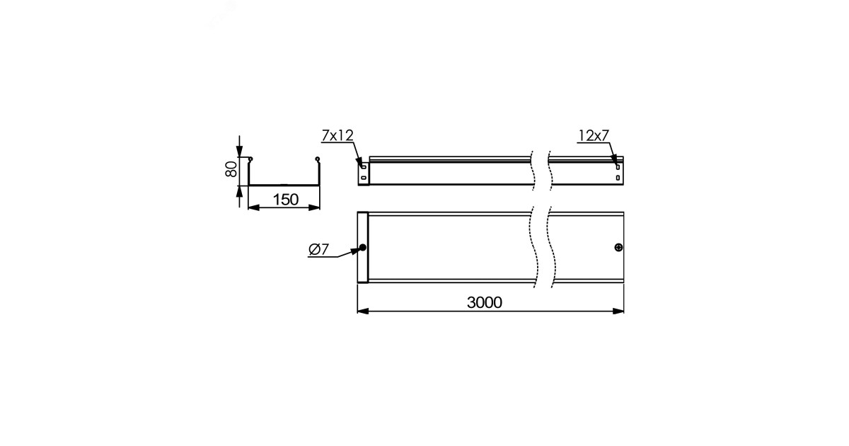 Купить Лоток  80х150х3000, 2,0 мм, горячеоцинкованный SNH30815HDZ DKC оптом в Москве