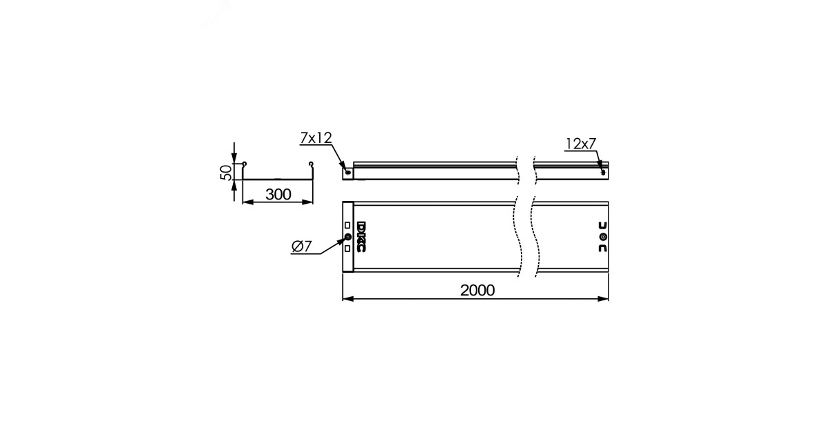 Купить Лоток неперфорированный 300х50х2000               горячеоцинкованный 35015HDZ DKC оптом в Москве