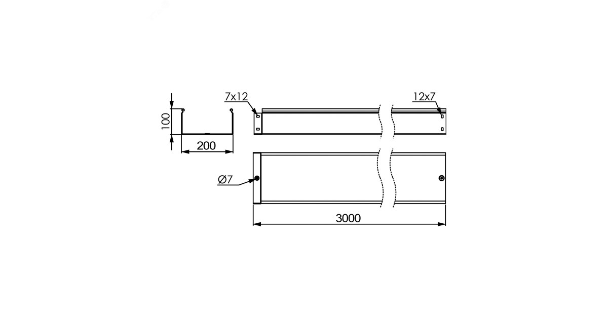 Купить Лоток неперфорированный 200х100 L=3000мм толщина 1.0мм горячеоцинкованный 3510310HDZ DKC оптом в Москве