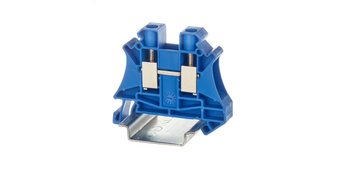 Купить Клемма проходная винтовой зажим 2 точки подключения 10кв.мм син. TUR-10-BU DKC оптом в Москве