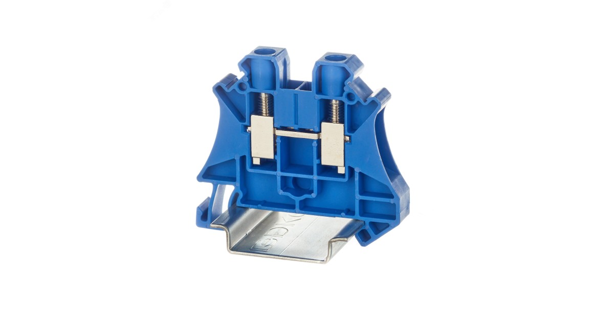 Купить Клемма проходная винтовой зажим 2 точки подключения 6кв.мм син. TUR-6-BU DKC оптом в Москве