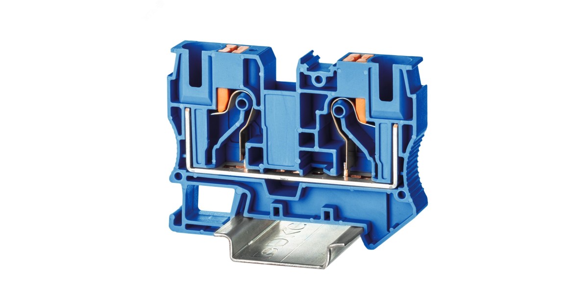 Купить Клемма проходная, зажим push-in, 2 точки подключения, 10 кв.мм, синяя VPR-10-BU DKC оптом в Москве